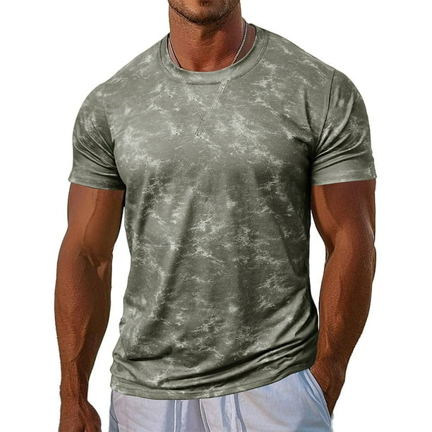 Camiseta de Cuello Redondo Deportiva de Manga Corta para Hombres, Mezcla de Algodón Del 95% para el Gimnasio Y la Construcción Muscular