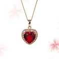 thumbnail image 3 of Collar sencillo con forma de corazón para mujer, con microincrustaciones de circonita roja grande, adorno personalizado para el cuello (dorado), 3 of 7