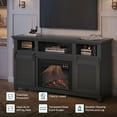 thumbnail image 2 of Bestier 60" Fireplace TV Stand for TVs Up to 70", Farmhouse Slinding Door Entertainment Center with Electric Fireplace, Storage Cabinets & Shelves, Retro Media Console for Living Room, Black, 2 of 7
