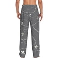 thumbnail image 3 of Picia Airplane Routes Around The World Mens Soft Woven Cotton Elastic Waistband Sleep Pajama Pant Lounge Sleep Pant With Pockets And Drawstring-Small, 3 of 9