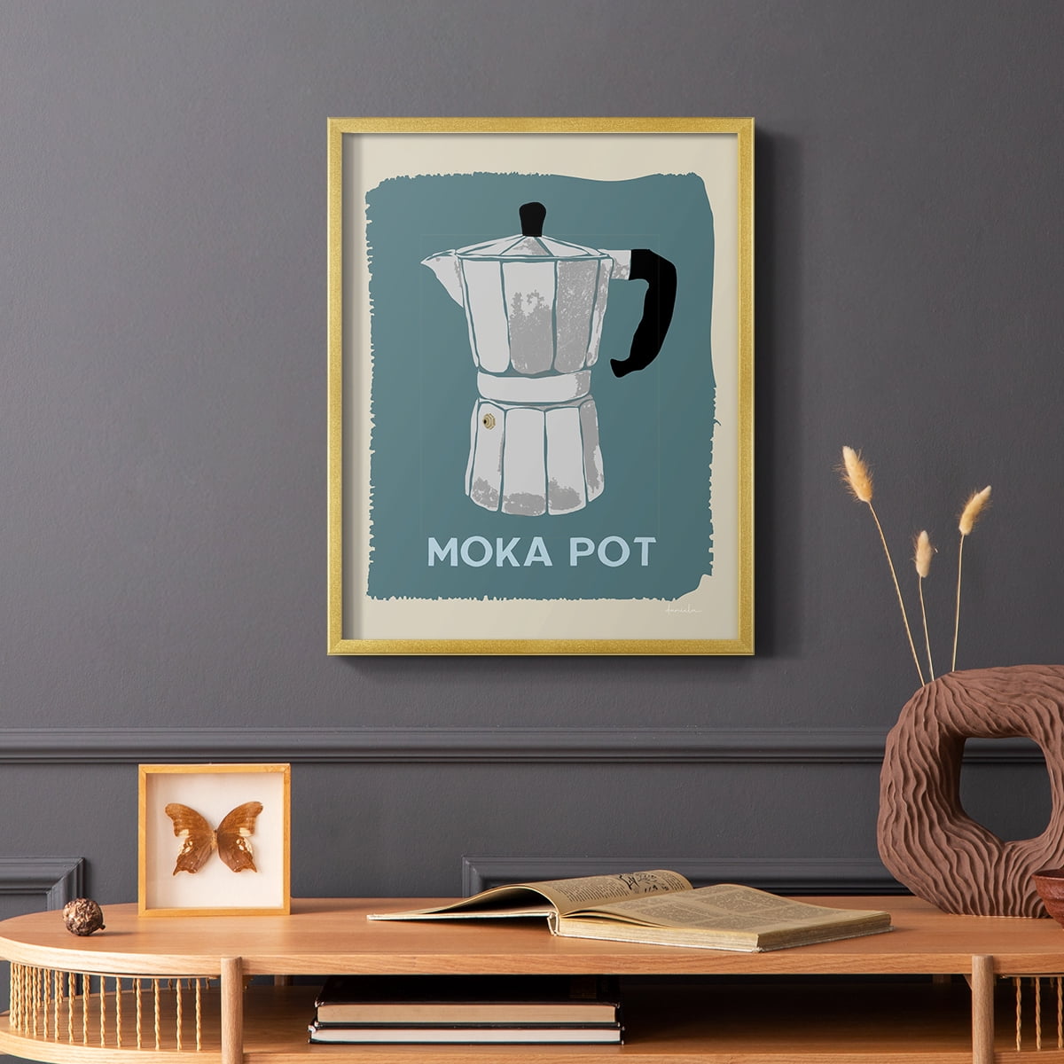 Modern Coffee II in Gold Solid Wood 8 x 10 Framed Print