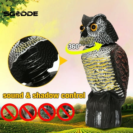 - Rotating Head Fake Standing Owl Decoy Bird Hunting Shooting Deterrent Scarer Pest Repeller Outdoor Garden Yard Decoration
