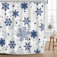thumbnail image 1 of Cortinas de Ducha de Navidad de Invierno para Baño Cortina de Ducha de Copo de Nieve Azul Decoración de Baño Navideña de Invierno Vacaciones Cortinas de Baño de Tela Lavable Durable, 1 of 4