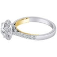 thumbnail image 3 of AFFY 14K Yellow Gold Inner Half Shank Gold Plated Silver Outside Shank 1ct Center 6X6mm G-H-I Color Octagon Cut Moissanite Halo Engagement Rings Solitare with Accents Band Width 2.1mm Ring Size-6, 3 of 4