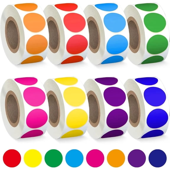 4000Pcs Round Color Dot Stickers 8 Colors Self Adhesive Marking Labels for Office
