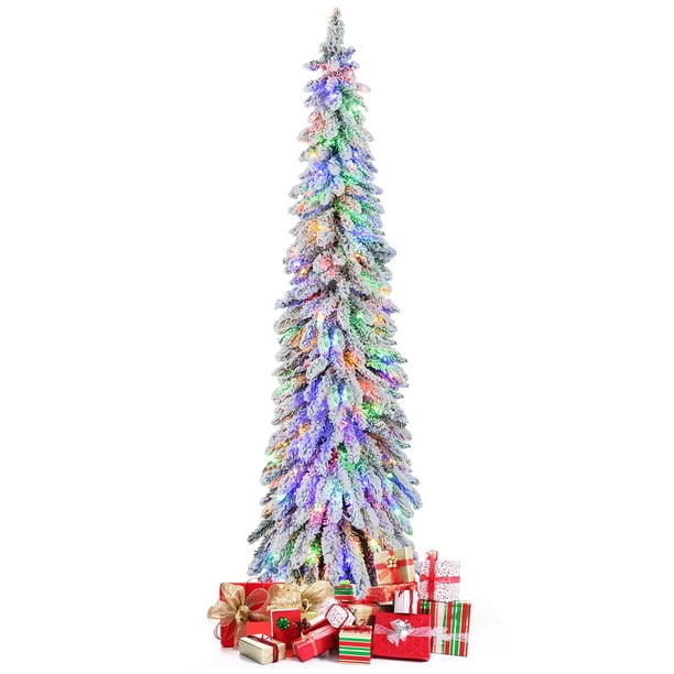 Árbol de Navidad Costway preiluminado 180 cm decoración navideña flocada 250 luces LED
