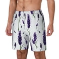 thumbnail image 2 of Uemuo Lavender Flowers Pattern Mens Swim Trunks Quick Dry Board Shorts with Mesh Lining, Stretch Beach Shorts Quick Dry No-Chafing Board Shorts-Small, 2 of 9
