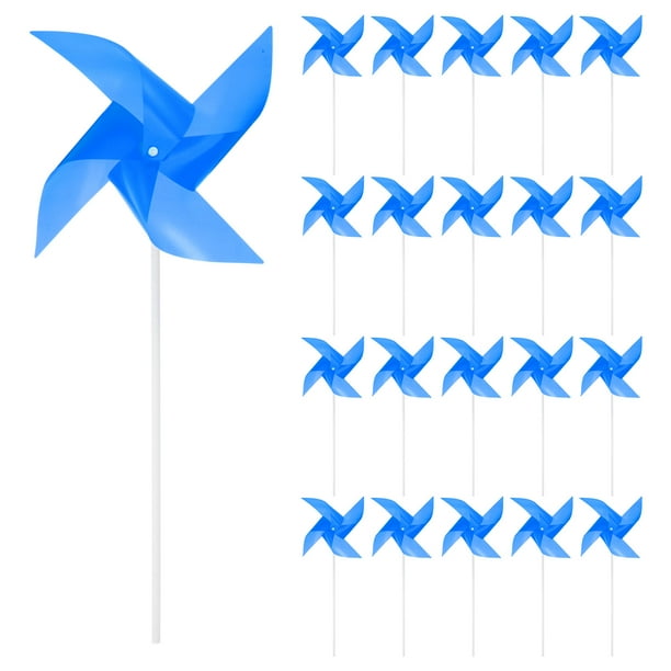 50pcs 15 x 7.5 Molinos de Viento para el Jardín con 4 Hojas Molinillos de Viento a Prueba de Viento y Impermeables con Estacas para Decoración de Patio Azul Oscuro