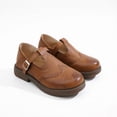 thumbnail image 5 of Q-235 Brown Vintage Strap Loafers For Women Buckle Round Toe Casual Comfortable Slip On Pu Shoes Office Party, 5 of 6