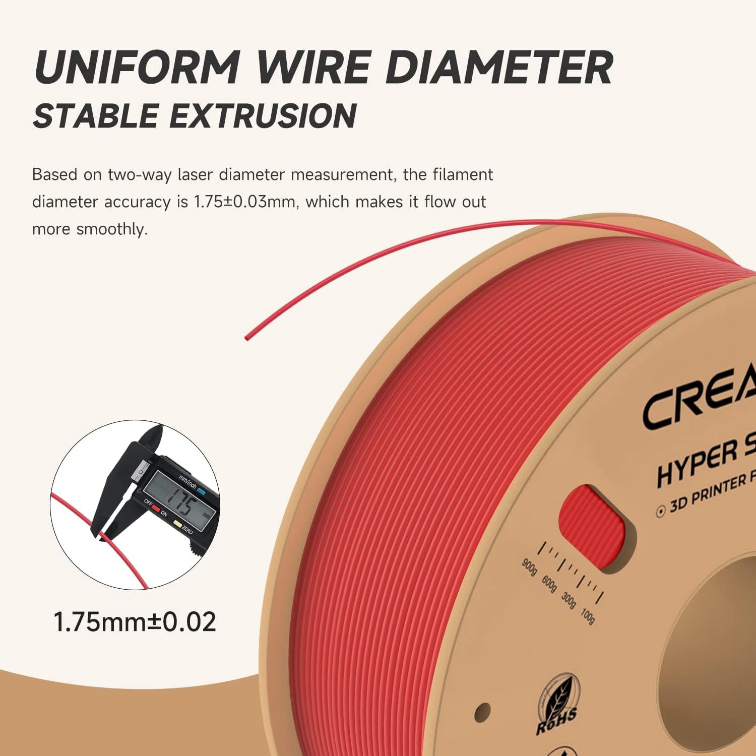 Creality Hyper PLA 3D Printer Filament 600mm/s High-Speed +/-0.03mm Accuracy For Creality K1 Max Ender-5 S1 Anycubic Prusa Bambu Red 4 Unit per pack