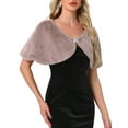 thumbnail image 4 of Allegra K Women's Elegant Faux Fur Shawl Bridal Wedding Party Wrap Stole Shrug S Dusty Mauve, 4 of 6