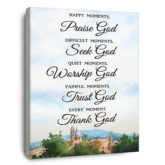 Happy Moments Praise God Wall Art poster ,Christian Canvas Wall Decor,Scripture Wall Art,Bible Verse Wall Decor for Bedroom Living Room Home Church,Christians Gifts