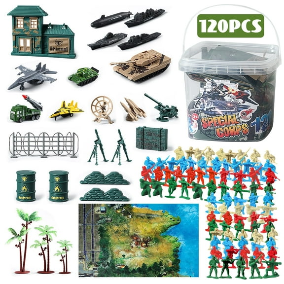 120 Pcs Army Men Toys, Toy Soldiers for Boys, Plastic Action Figures, Soldier Military Playset, Gift for Boy