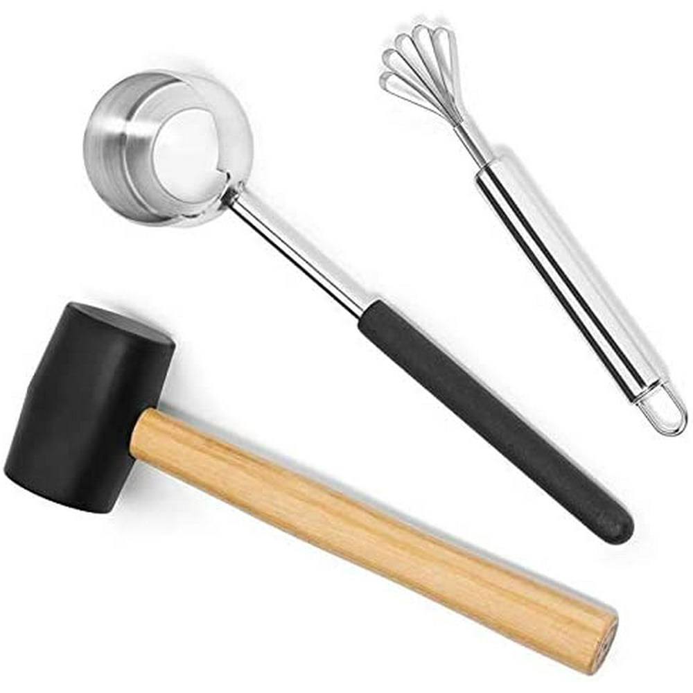 Coconut Opener Tool Set for Young & Mature Coconuts with Hammer