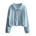 thumbnail image 2 of Lady Coat - Waffle Texture, Dual Zipper, Turn-down Collar, Loose Sport Jacket, School Casual Outwear, 2 of 8