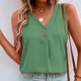 thumbnail image 3 of Uootdi Women's Tank Tops V Neck Sleeveless Button Decor Crinkled Tops Casual Loose Fit Breathable Camisoles Gift, 3 of 7