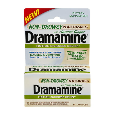 Dramamine Relief mal des transports Naturals non somnolents gingembre naturel Capsules - 18 CT