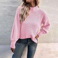 thumbnail image 4 of aDJFDGT Open Knit Sweaters for Women Summer Ladies' Loose Pullover Sweater Round Neck Split Hem Sleeve Solid Color Knit Sweater, 4 of 7