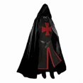 thumbnail image 3 of Mens Medieval Crusader Knights Templar Tunic Costumes Renaissance Halloween Surcoat Warrior Black Plague Cloak Cosplay Top, 3 of 5