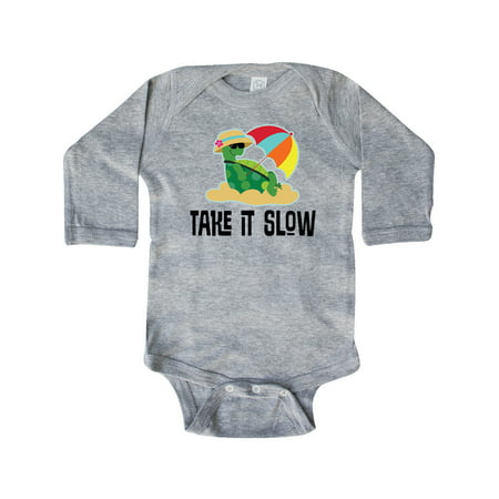 

Inktastic Turtle Take it Slow Gift Baby Boy or Baby Girl Long Sleeve Bodysuit