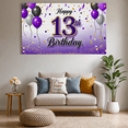 thumbnail image 5 of Purple Themed 13th Birthday Background Banner with Balloons and Confetti Party Supplies for Birthday Party Photography Props and Decors, 5 of 7