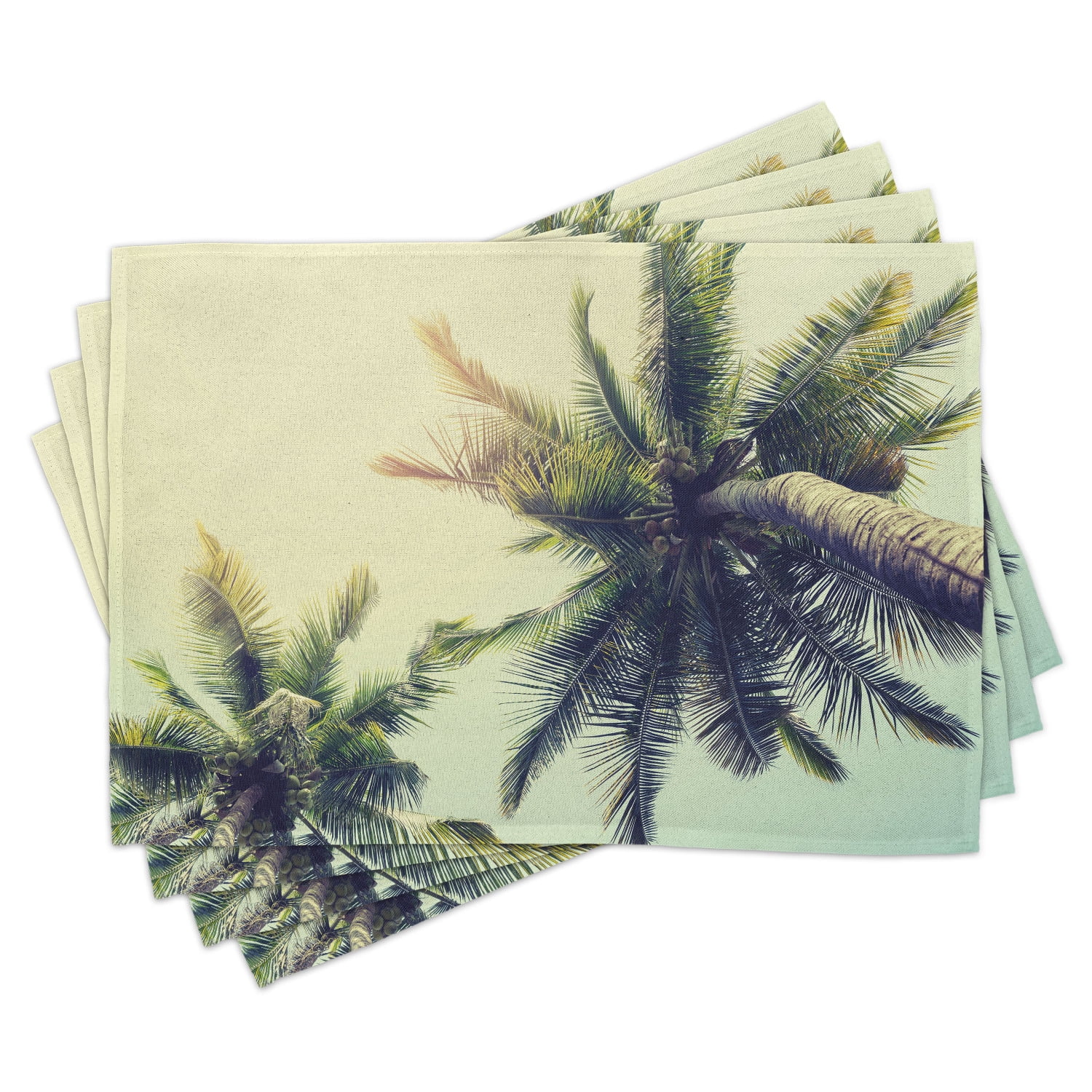 Palm Tree Placemats Set of 4 Coconut Trees on Tropical Beach Caribbean