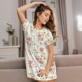 thumbnail image 3 of Haiem Floral Print Women’s Short-sleeved Nightdress – Comfortable and Loose-Fit Sleepwear, Soft Cotton Sleep Shirt for Relaxing, Casual Nightdress, 3 of 6