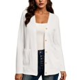 thumbnail image 3 of Lixiuxyad Women Long Sleeve Open Front Cardigan Knit Button Up Cardigan with Pockets Fall Outfits,White, 3 of 6