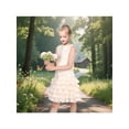 thumbnail image 4 of Sunny Fashion Girls Dress Beige Lace A-Line With Tiered Ruffle Hem Sleeveless Round Neck Party Wedding 7 Years, 4 of 7
