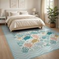 thumbnail image 3 of ODIKA 8'x10' Washable Area Rug Non-Slip Chair-Friendly Mat Friendly Ocean Turtle Design With Coral Seashells Waves Border for Dining Room, Large Office, Lounge, 3 of 7