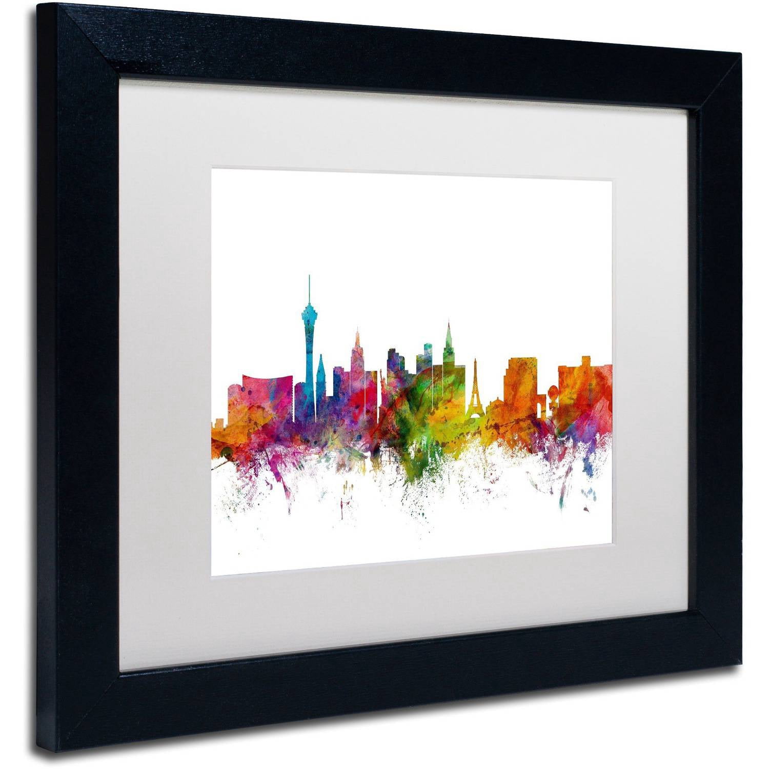 Trademark Fine Art 'Las Vegas Nevada Skyline' Canvas Art by Michael Tompsett, White Matte, Black Frame