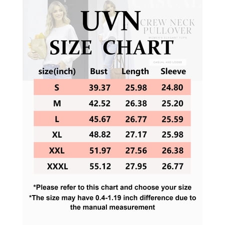 UVN Crewneck Blouse for Women Fall Long Sleeve T-Shirts Casual Tees Ladies Loose Tops