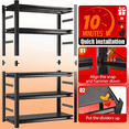 thumbnail image 4 of 45"W Heavy Duty Shelving 3600LBS Steel Shelves 6-Tier Adjustable Garage Storage Industrial Shelf for Kitchen Pantry Basement Bathroom Laundry Shop Plant Book Shoes, 20"D x 45"W x 82"H, 4 of 14