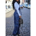 thumbnail image 3 of Women's Denim Jumpsuit Elastic Waist Straight Leg Y2K Cargo Jeans Summer Bib Jumpsuit with Pockets, 3 of 5