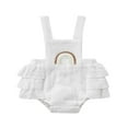 thumbnail image 1 of POINTERTECK Baby Summer Ruffle Romper  Sleeveless Elastic Waist Rainbow Embroidery Strap Bodysuit, 1 of 6