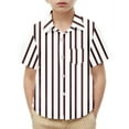 thumbnail image 2 of Maean Boys Button down Top Short Sleeve Collared Shirts Striped Causal Summer Beach Tshirts with Pockets, 2 of 6