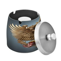 ALAZA Cigar Ashtray with Lid Eagle with Flag Ash Tray for Cigarettes Smokeless Ashtrays