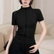 thumbnail image 1 of Xuyuer Yoga Waist Cinch Short Sleeve Top - Women's Casual Sports Half High Neck Summer Shirt for Workout Sessions, Athletic Streetwear Style & Breathable Gym-to-Street Wear, 1 of 4