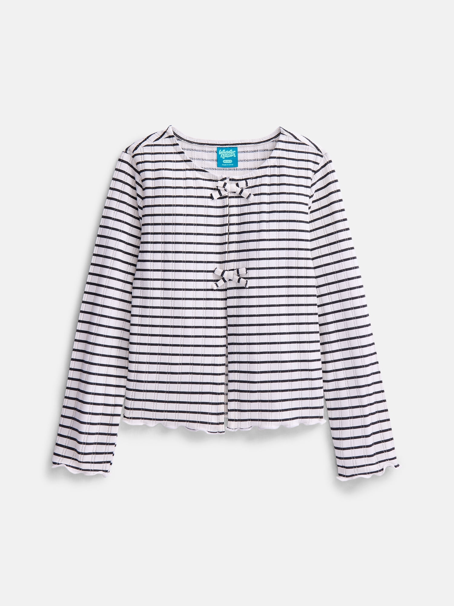 Wonder Nation Girls Ribbed Pointelle Knit Cami and Cardigan Set, Sizes 4-18