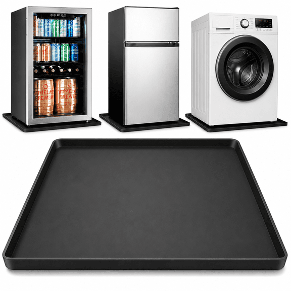 Emlimny Mini Fridge Silicone Mat with Raised Edges, 24''x24''x0.5'' Under Refrigerator Mat Mini Fridge Drip Pan Prevents Appliance Leakage Water Spills, Protects the Floor From Damage