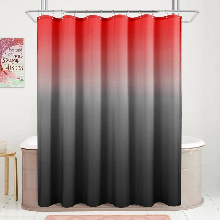 Red and black shower curtain set outlet