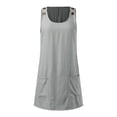 thumbnail image 5 of Wxolcjlv Striped Denim Overall Dress for Women Sleeveless Pocket Loose Casual Mini Jumper Dress, 5 of 6