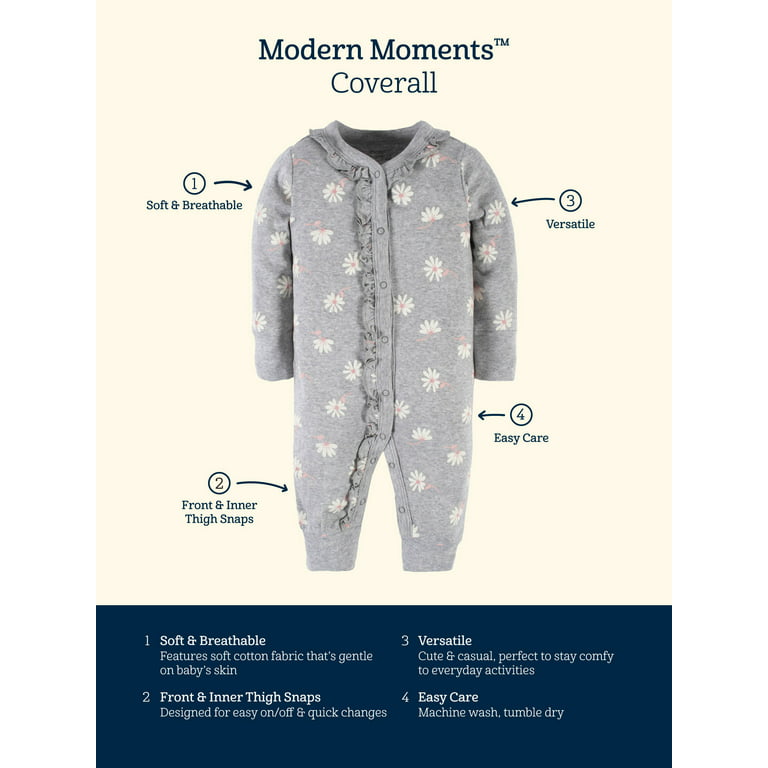 Modern (Newborn-24 Gerber Baby Boy Months) by Moments Coveralls, 2-Pack