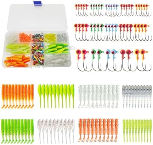 135 PCS Crappie Lures Kit - Crappie Jig Heads Fishing Hooks for Soft Plastic Lures for Trout Bass Walleye Bluegill Perch Catfish