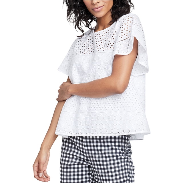Rachel Roy Pupetto Eyelet Pullover Blusa para mujer, blanco, pequeño