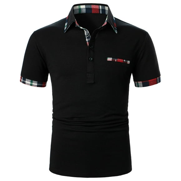 FhsagQ Men's Shirts Men Shirts Tops Super Fit Mens Fashion Color Matching Striped Single Lapel Short Sleeve Shirt Sweater T Shirt Mens Shirts Tops Xsmall Men Shirts for Red S
