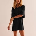 thumbnail image 2 of Diufon Summer Casual Womens Dresses Solid Color Comfortable Dress V Neck Short Sleeve Dress, 2 of 7