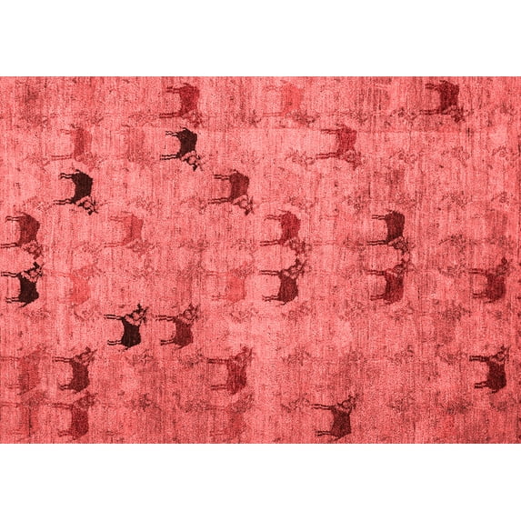 Ahgly Company Indoor Rectangle Abstract Red Modern Area Rugs, 2' x 5'