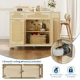 thumbnail image 3 of M optimized Rattan Rolling Kitchen Island Table with Drop Leaf, Tilt Out Trash Can Cabinet with 2 Door, Storage Cabinet, 2 Drawer, Spice Rack, Kitchen Cart, 3 of 9