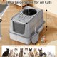 thumbnail image 2 of Arenero de acero inoxidable con tapa tamaño XXL extragrande para gatos grandes fácil de limpiar con pala incluida laterales altos antifugas de orina a, 2 of 7